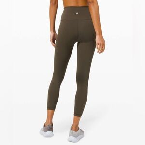 Lululemon Wunder Train High Rise Tight 25” Dark Olive EUC Size 6